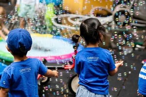 Camp Corlears - 3s - lots of bubbles in the backyard