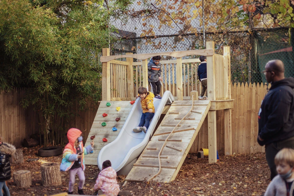 Outdoor play on the slide